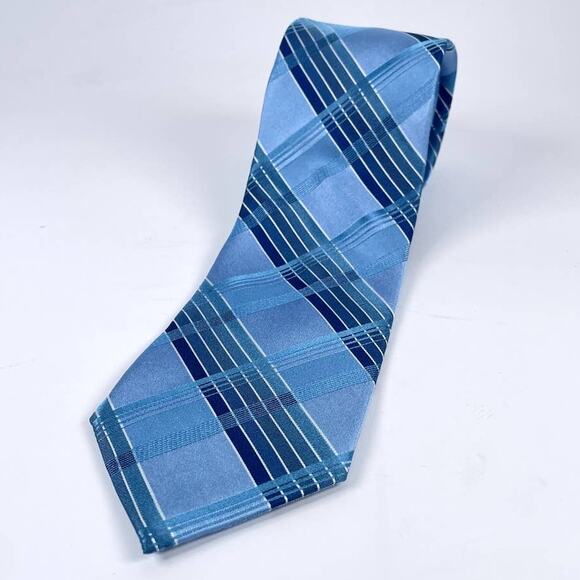 NWT Calvin Klein Men's Neck Tie Blue Striped Silk Formal - Picture 1 of 4